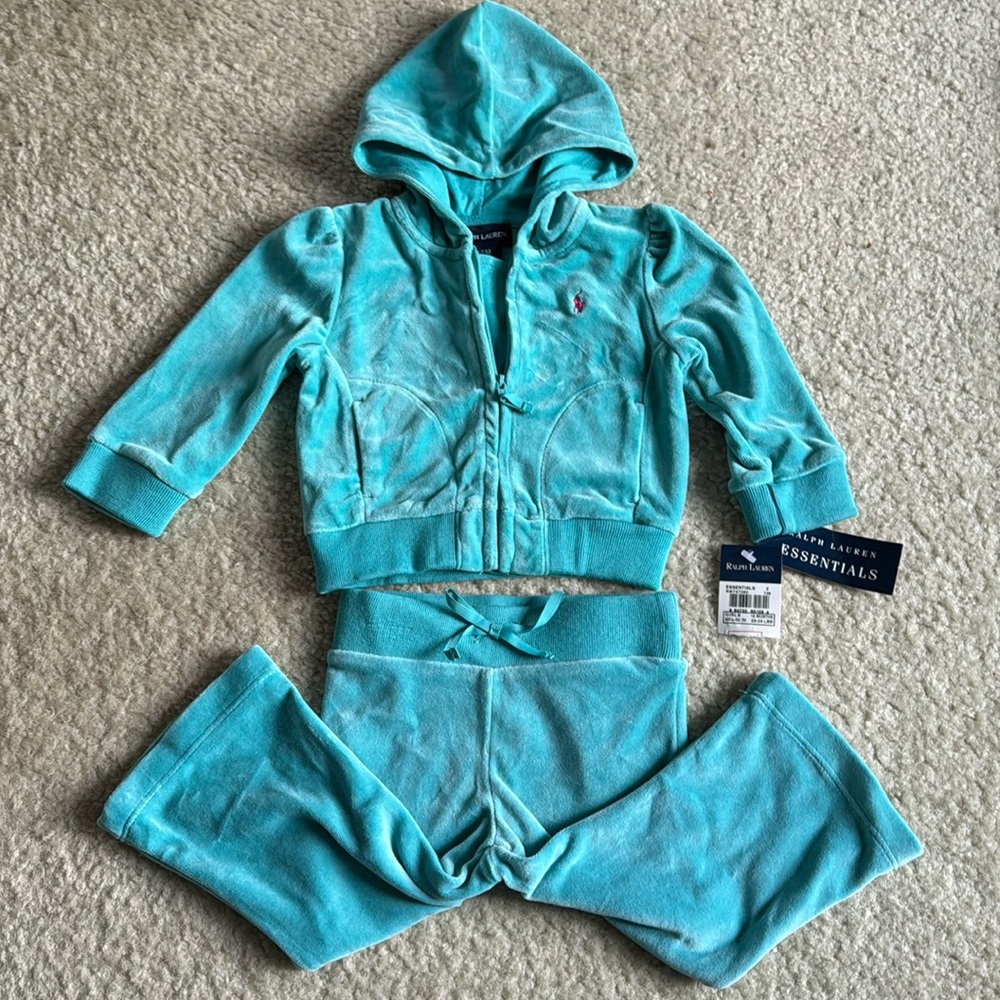 Ralph Lauren girls 2 piece velour outfit NWT
